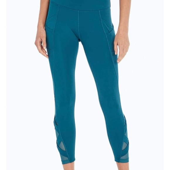 Bally Pants - Bally Total Fitness Women's Exhale Mid-Calf Turquoise Pocket Leggings NWT